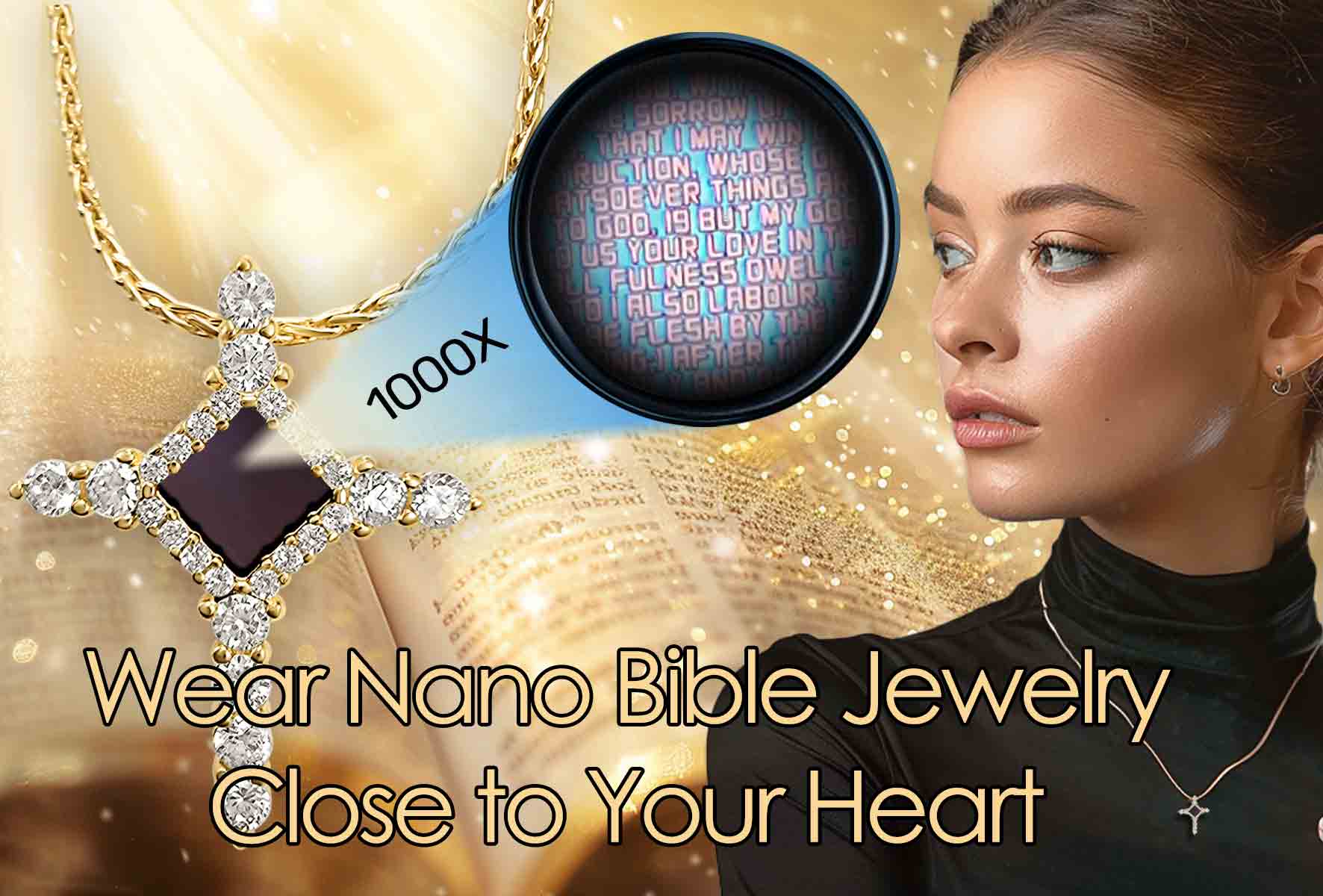 Fine Christian Jewelry Diamond Pendant with Nano Bible Design by My Nano Jewelry